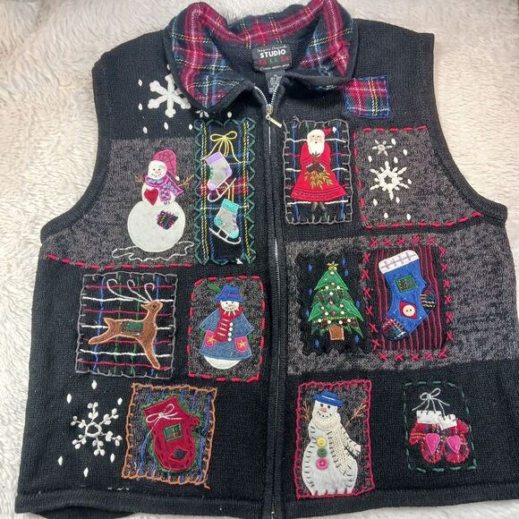 Design Studio Falalala Ugly Christmas Sweater Vest Winter Wonderland Woman's XL. - Picture 11 of 13
